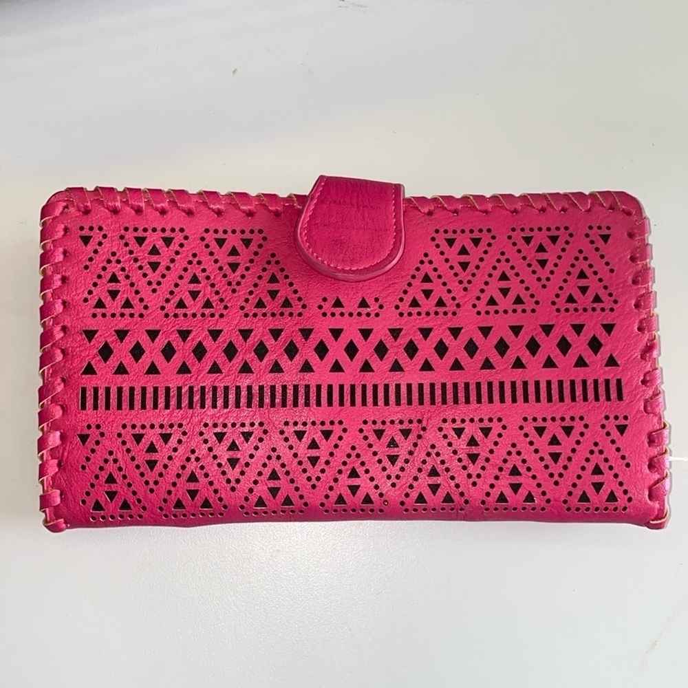 Fuchsia Pink Perforated Purse Envelope Bag Wallet NEW